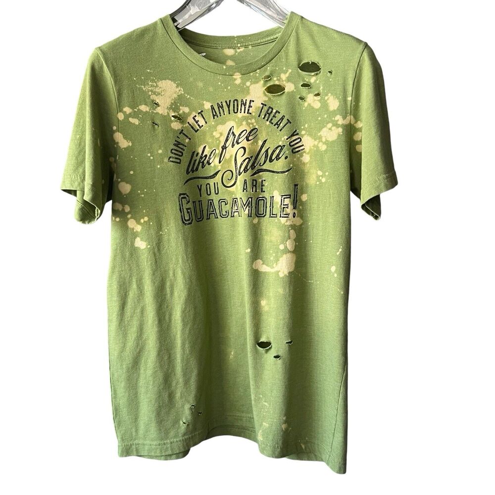 You Are Guacamole Avocado Women's Upcycled Bleached Reworked T-Shirt - Large